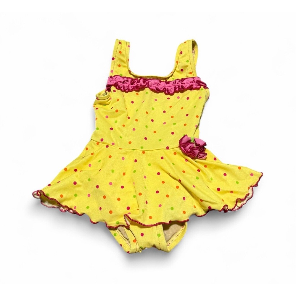 American Girl Bitty Baby 12-18M Yellow Polka Dot Skirted Swimsuit